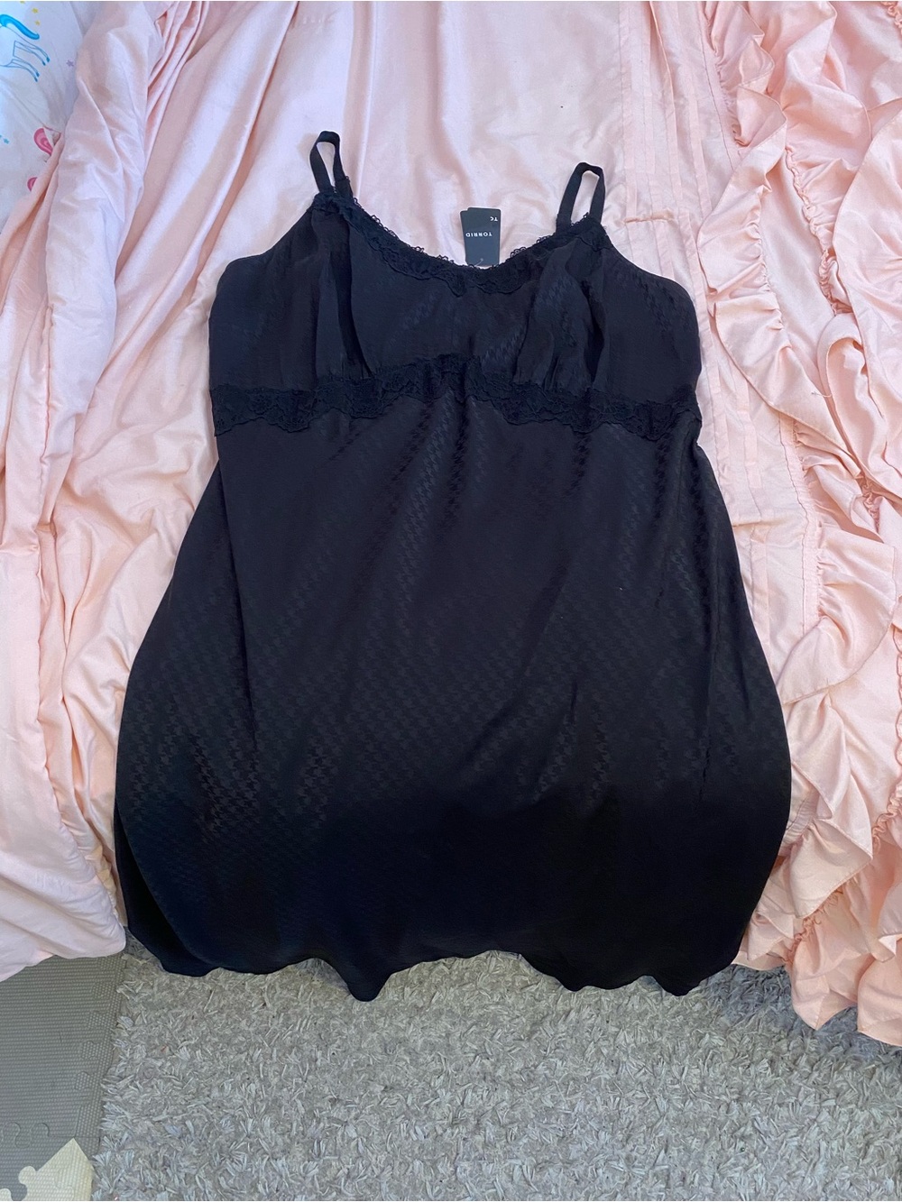 Torrid Black Lace-Trim Slip Dress